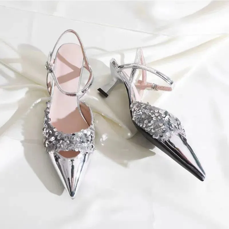 High Heels Women's Soft Sexy Thin High Heeled Party Empty Back Sandals