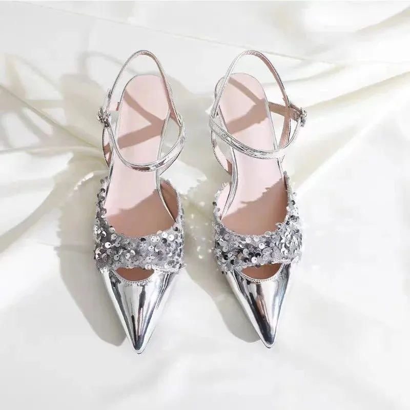 High Heels Women's Soft Sexy Thin High Heeled Party Empty Back Sandals