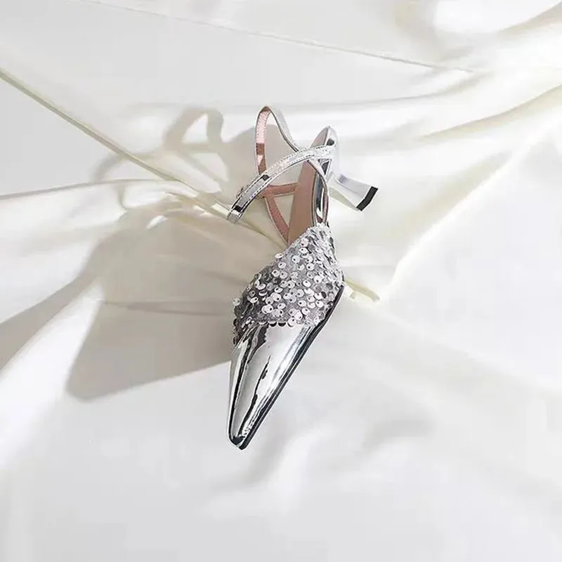 High Heels Women's Soft Sexy Thin High Heeled Party Empty Back Sandals