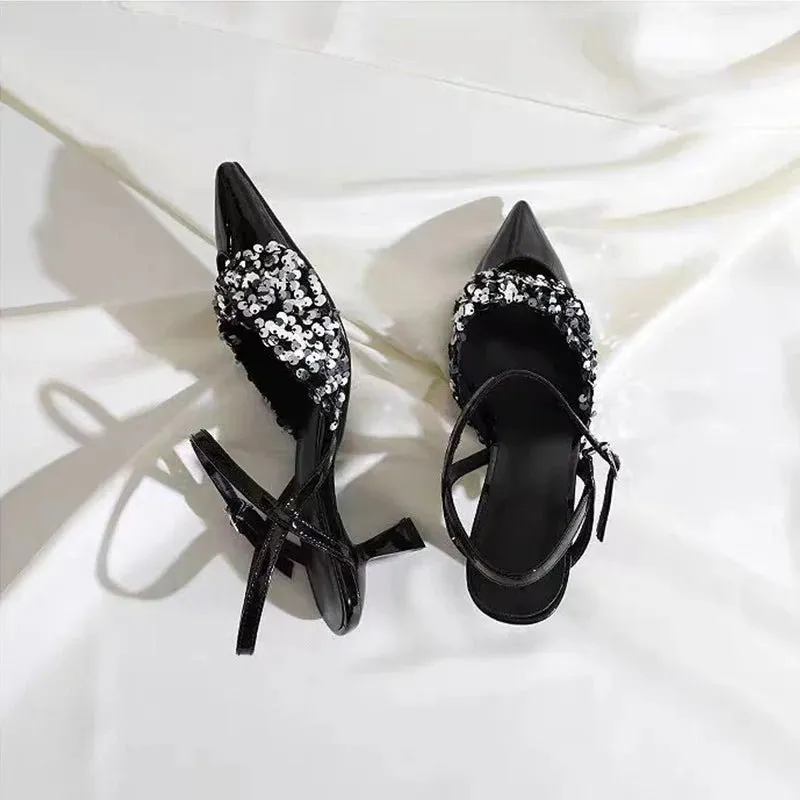 High Heels Women's Soft Sexy Thin High Heeled Party Empty Back Sandals