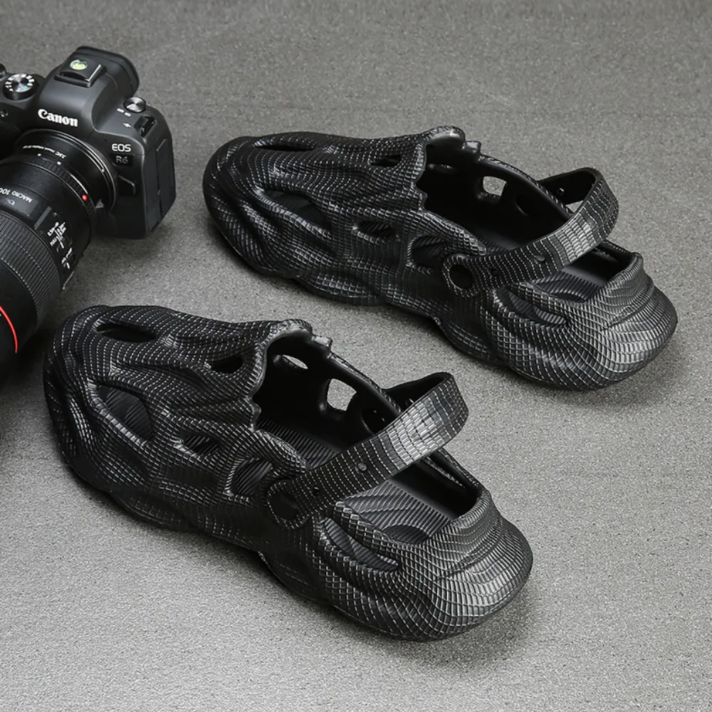 High Street Solid Color Hollow Sandals