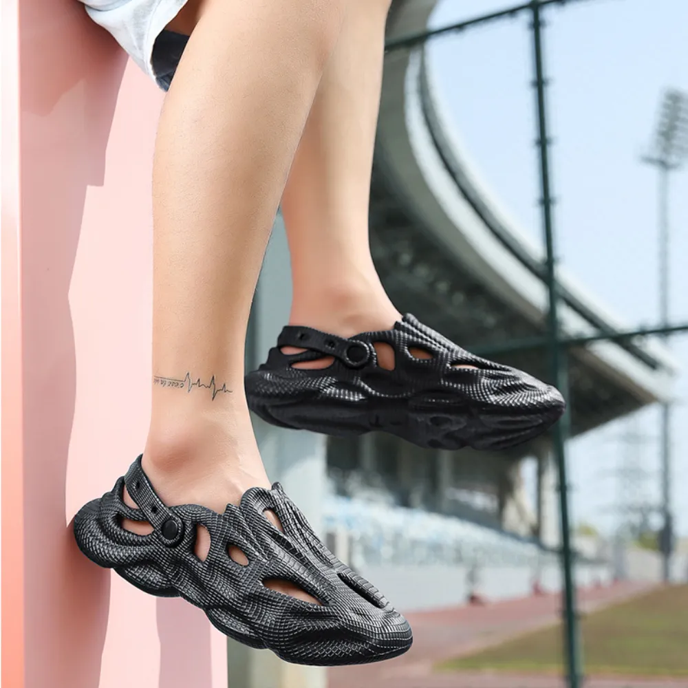 High Street Solid Color Hollow Sandals