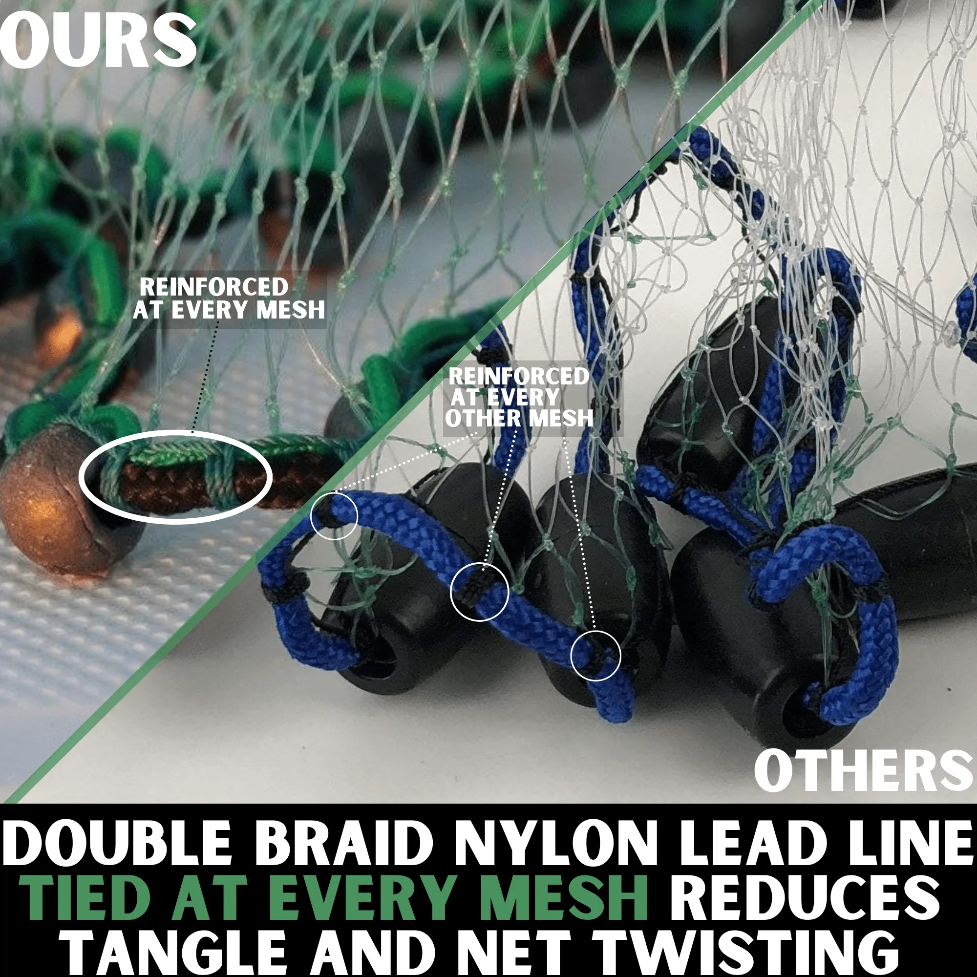 Humpback Bait Flats Water Cast Net ( 3/8" Sq. Mesh )