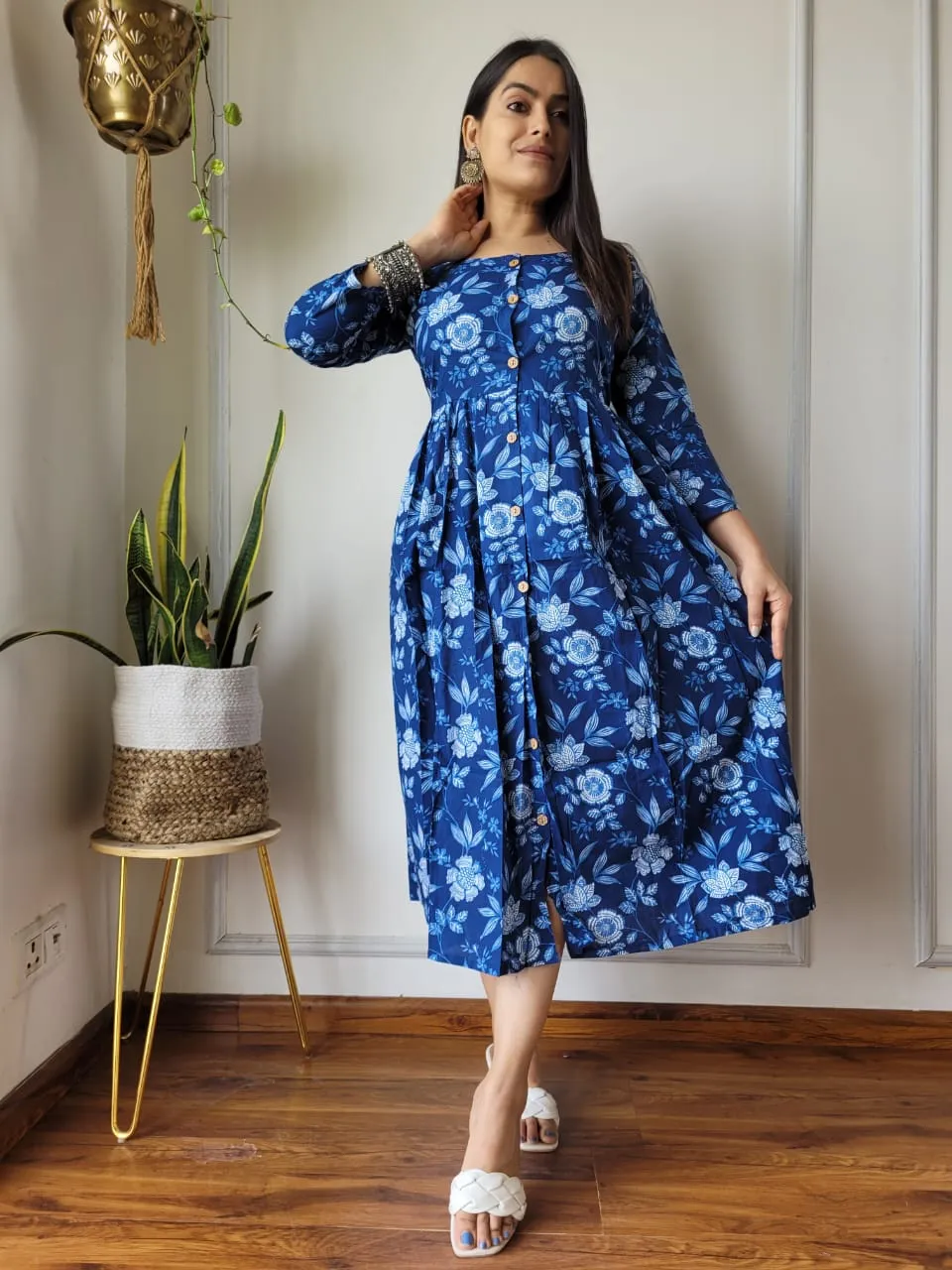 Indigo Cotton Summer Long Dres