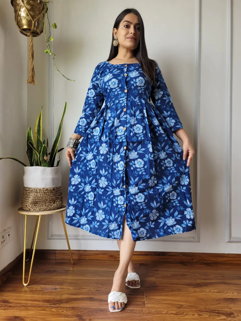 Indigo Cotton Summer Long Dres