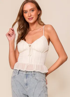 Ivory Smocked Back Corset Top