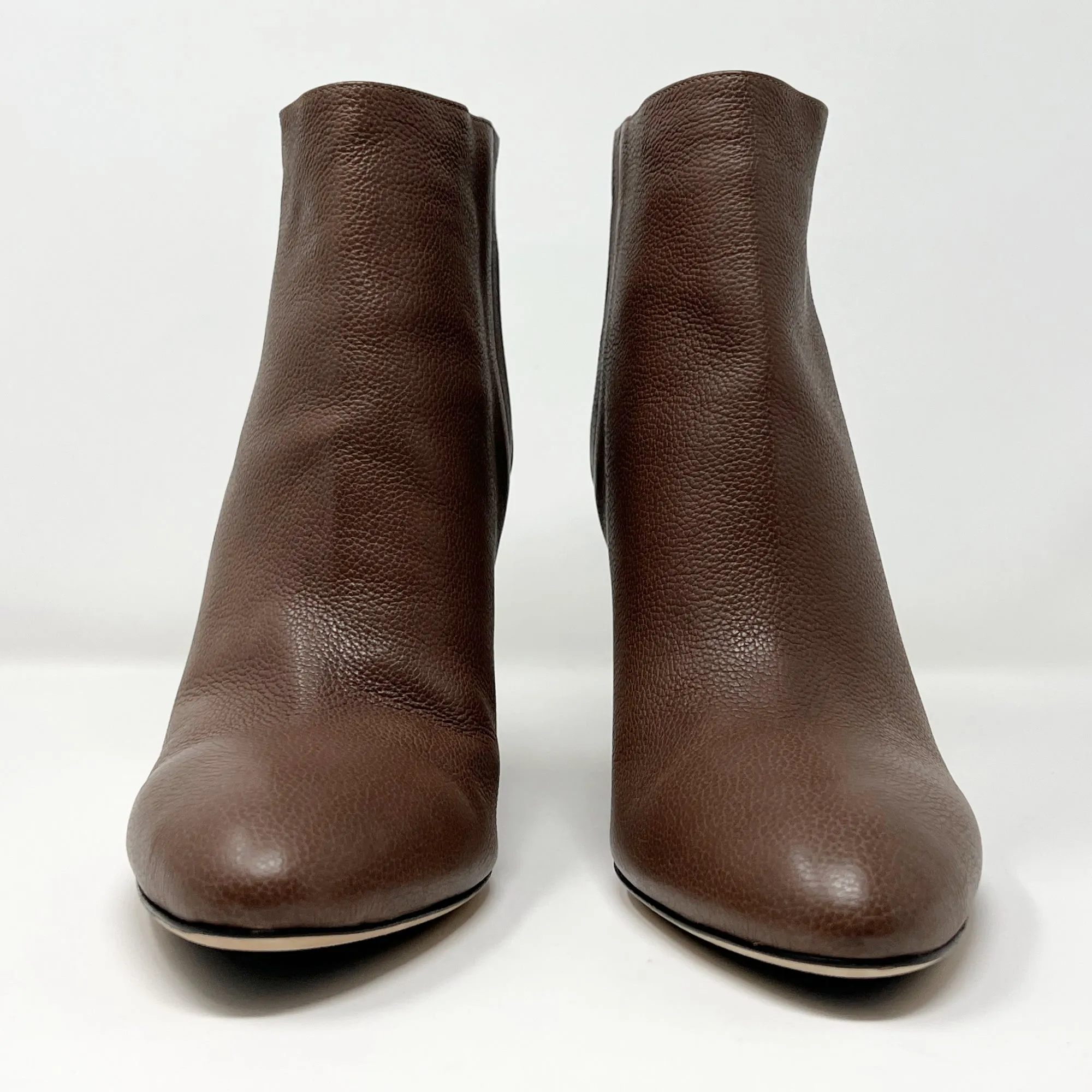 Jimmy Choo Myth Brown Grained Leather Mirrored Wedge Heel Ankle Boots