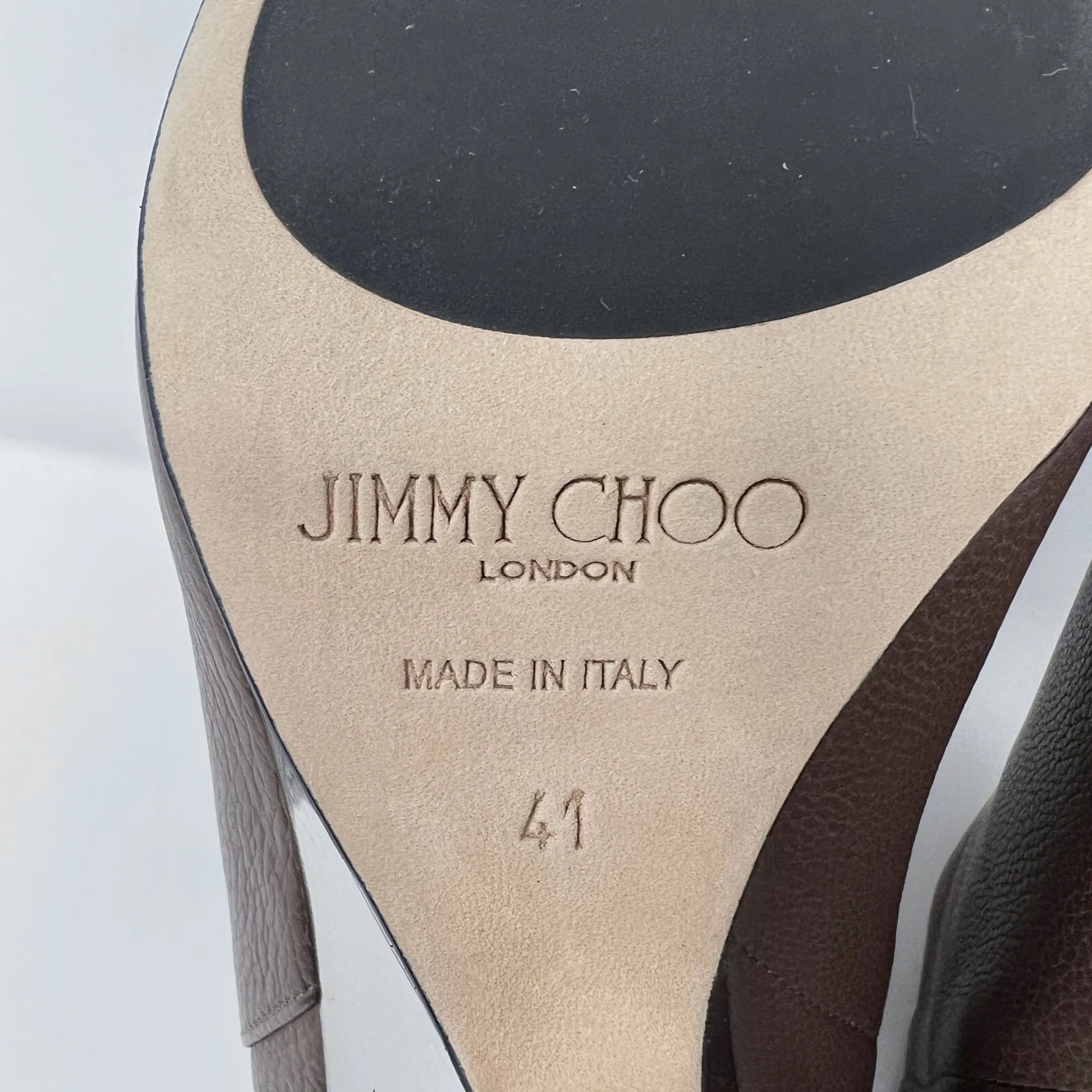 Jimmy Choo Myth Brown Grained Leather Mirrored Wedge Heel Ankle Boots