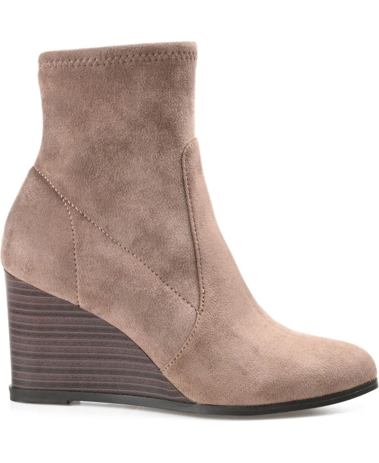 Journee Collection Women's Hepburn Wedge Bootie Shoes Taupe Brown 8M