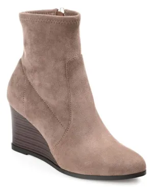 Journee Collection Women's Hepburn Wedge Bootie Shoes Taupe Brown 8M