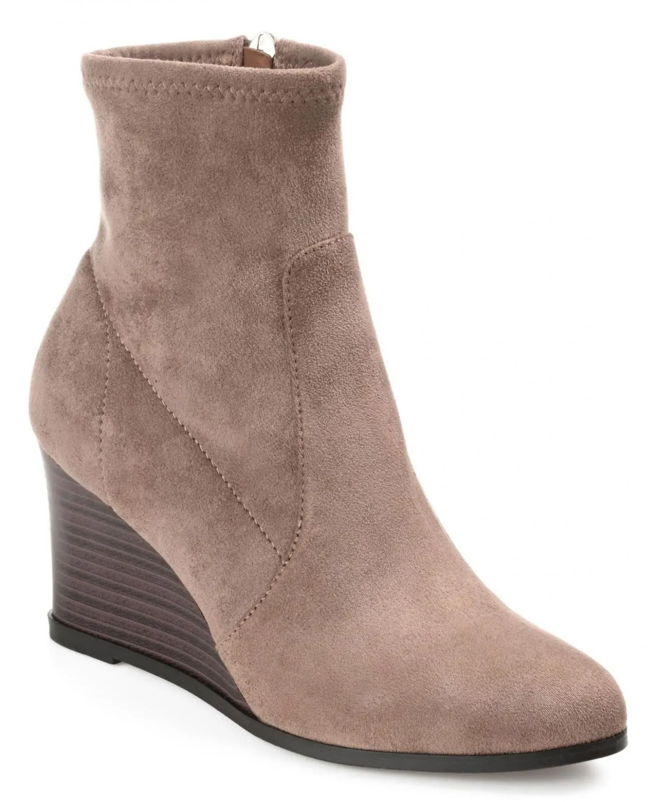 Journee Collection Women's Hepburn Wedge Bootie Shoes Taupe Brown 8M