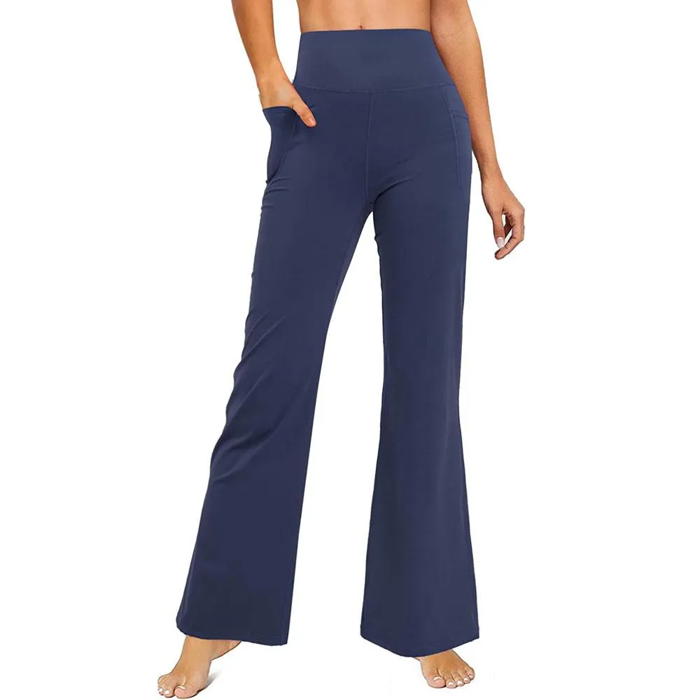Junlan Women Flared Leggings Yoga Pants with Pocket