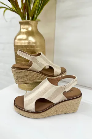 K Bye Platform Wedge Sand Stripe