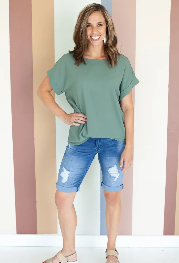 Karissa Rolled Sleeve Top