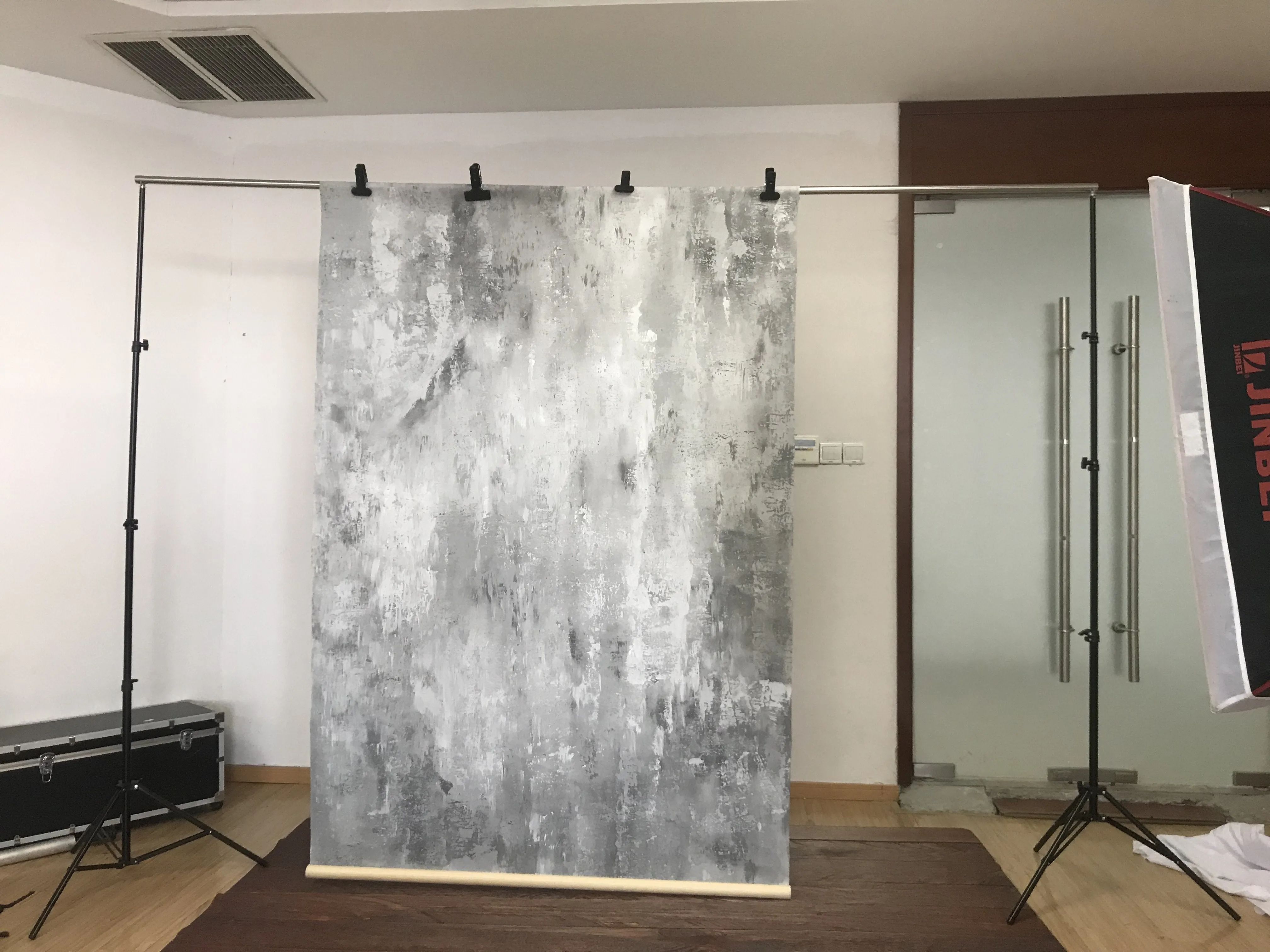 Kate Hand Painted Abstract Texture Bright Grey White Spray Backdrops