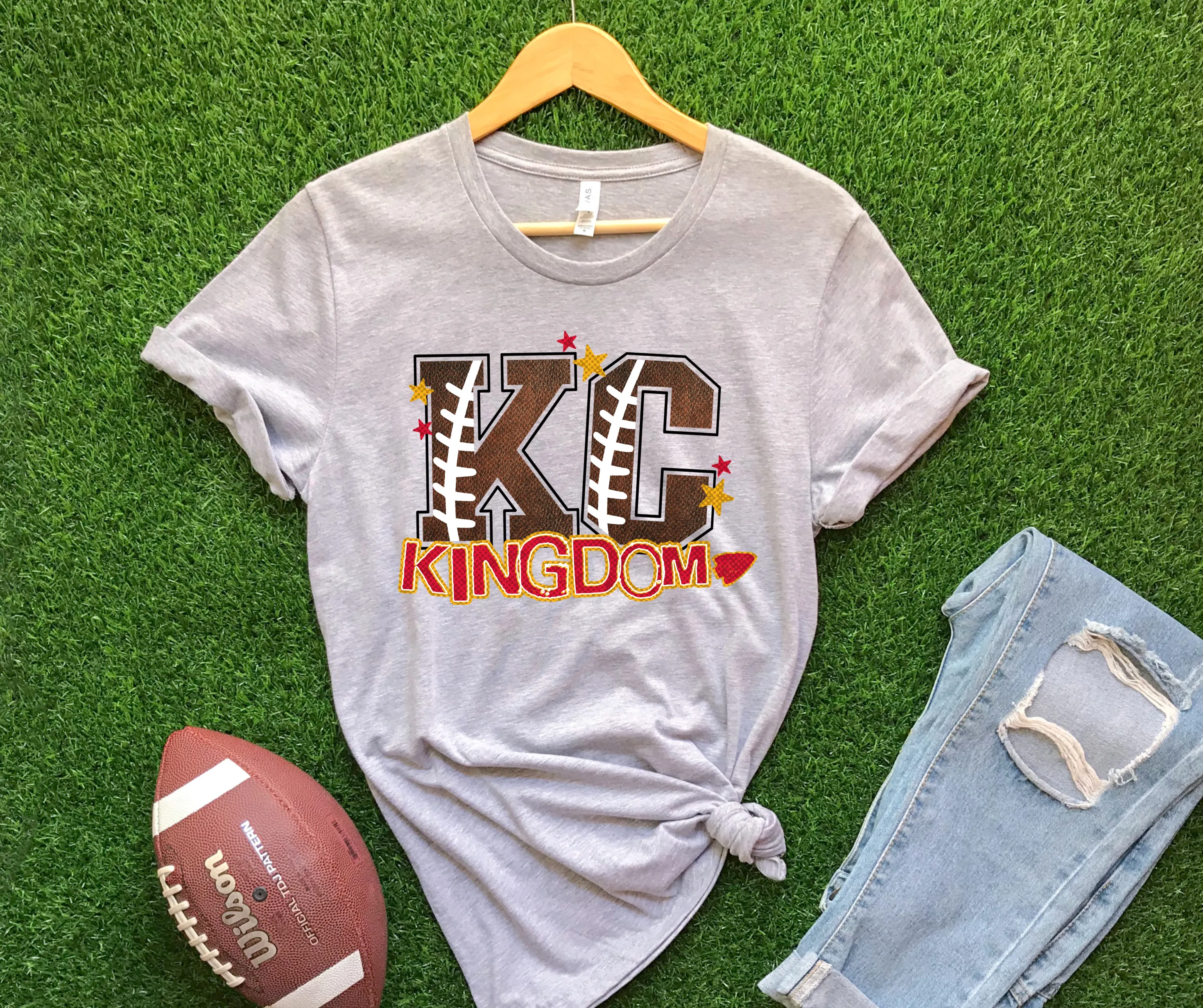 KC Kingdom Football Letters Grey Tee