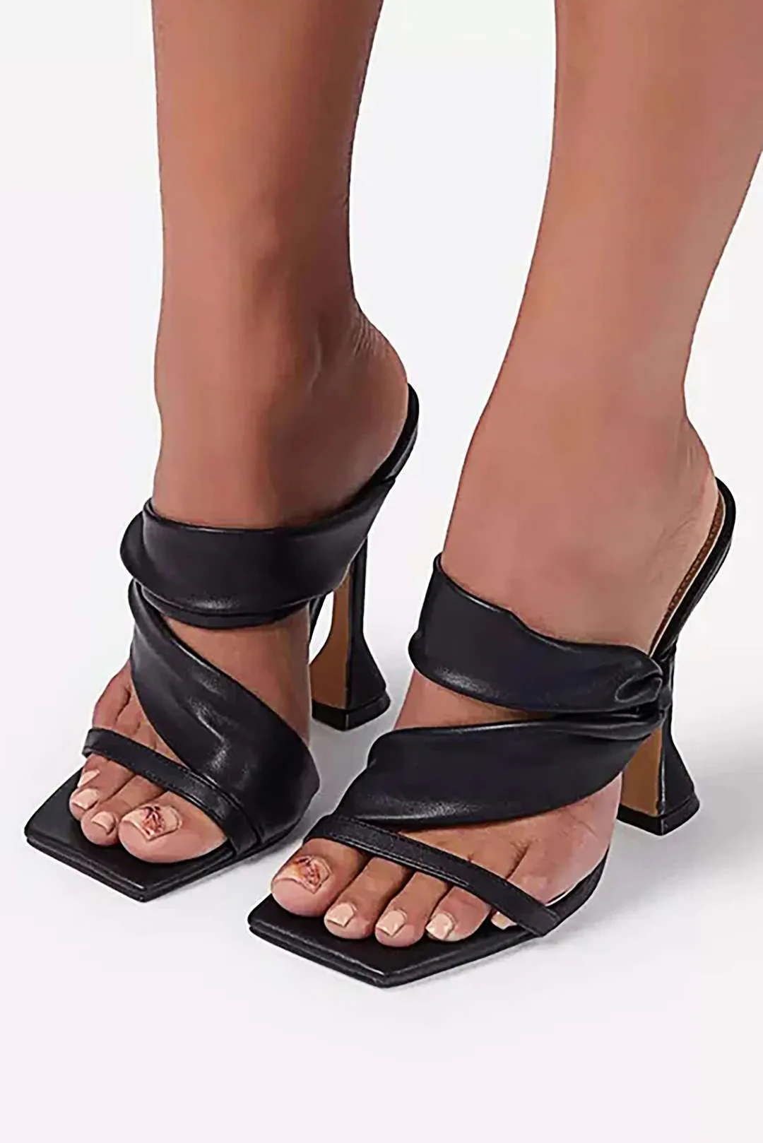 Kenzie - Metallic Ruched Design Woman's High Heel Sandals