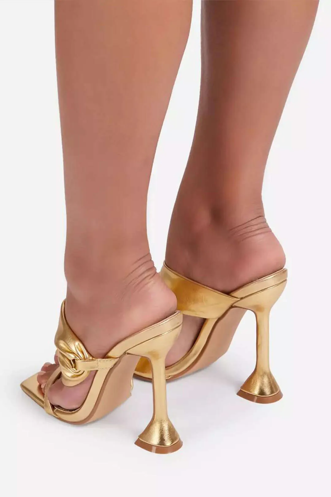 Kenzie - Metallic Ruched Design Woman's High Heel Sandals