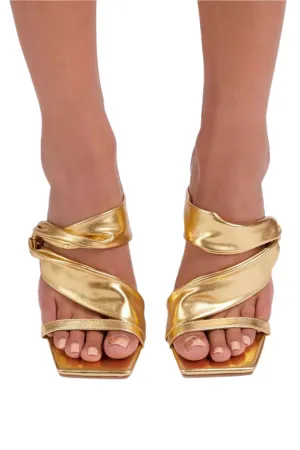 Kenzie - Metallic Ruched Design Woman's High Heel Sandals