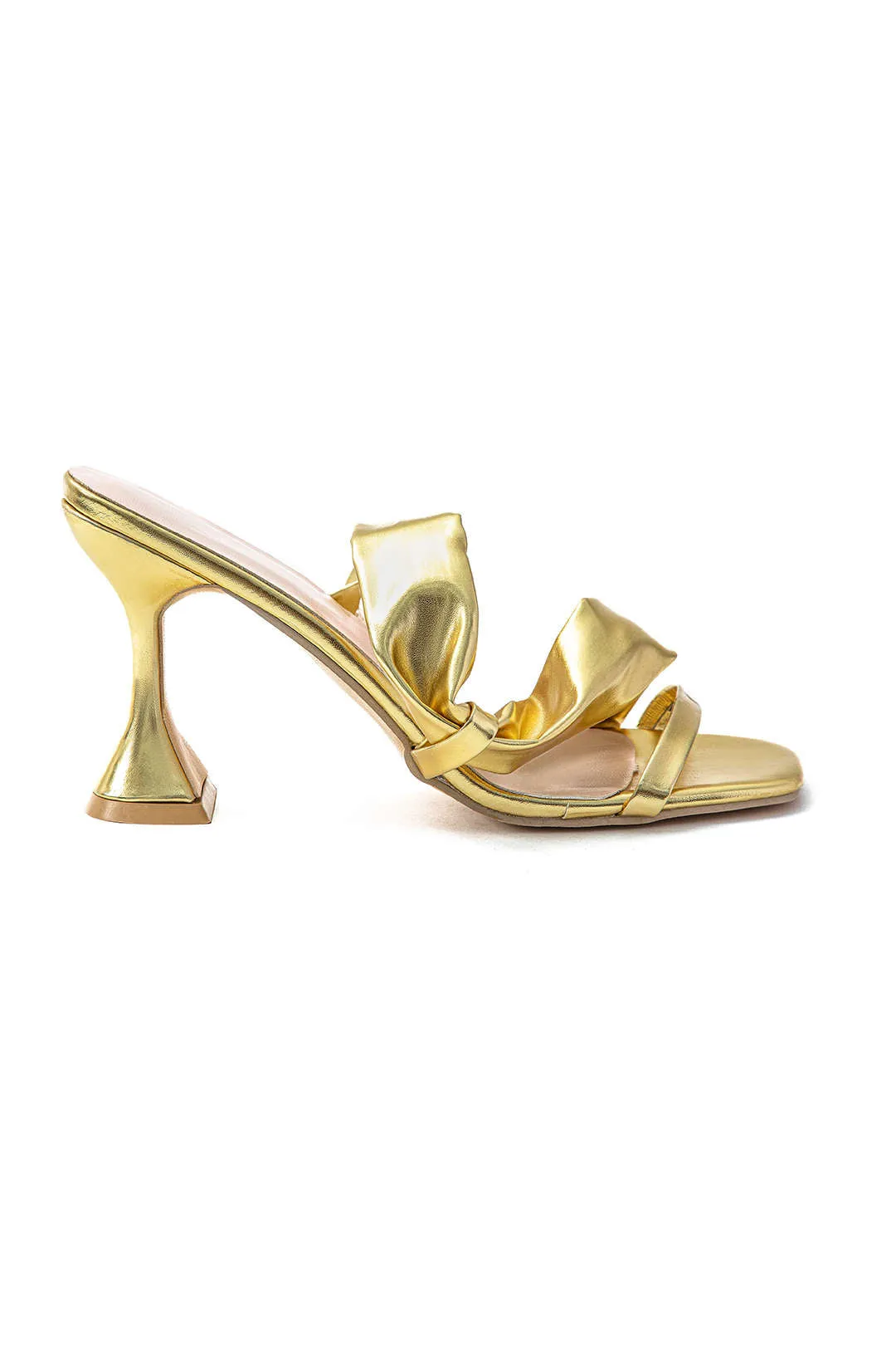 Kenzie - Metallic Ruched Design Woman's High Heel Sandals