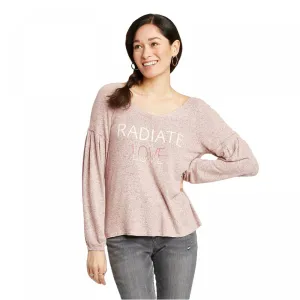 Knox Rose Women's Radiate Love Long Sleeve Scoop Neck Top