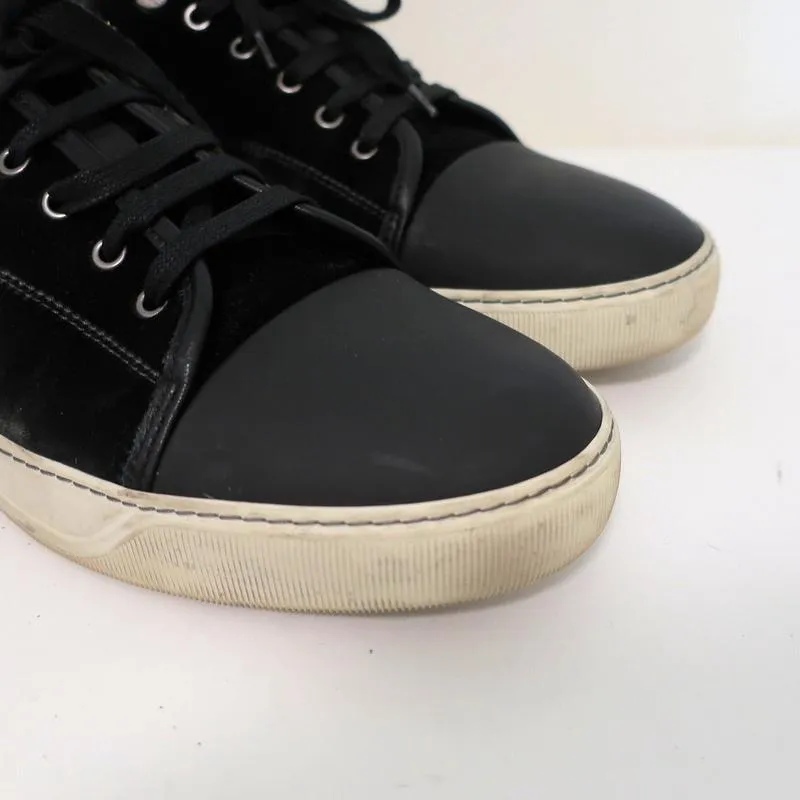 Lanvin Velvet Cap Toe Low Top Sneakers Black Size 11