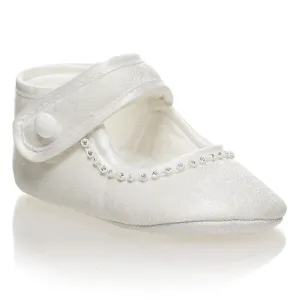Laura Ivory or White Girls Christening Pram Shoes