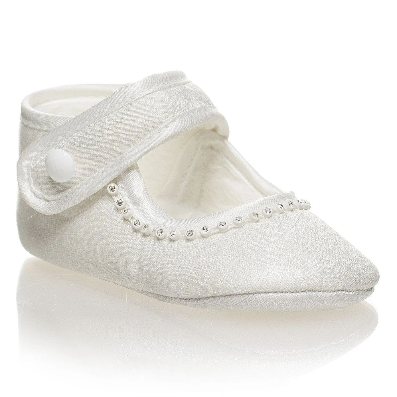 Laura Ivory or White Girls Christening Pram Shoes