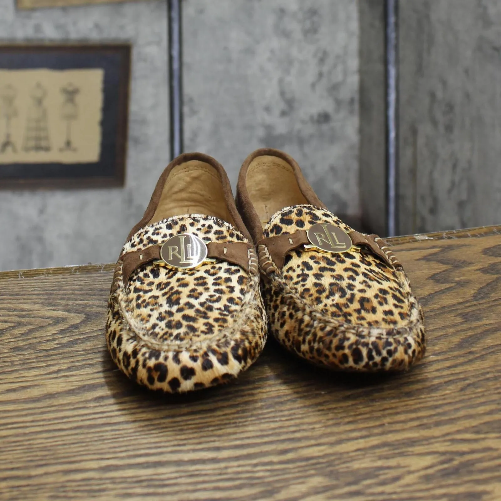 Lauren Ralph Lauren Women's Carley II 2 Vintage Loafer Flats Cheetah Brown 6.5M