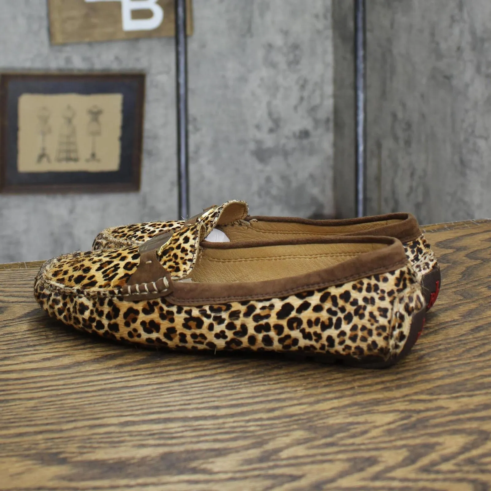 Lauren Ralph Lauren Women's Carley II 2 Vintage Loafer Flats Cheetah Brown 6.5M