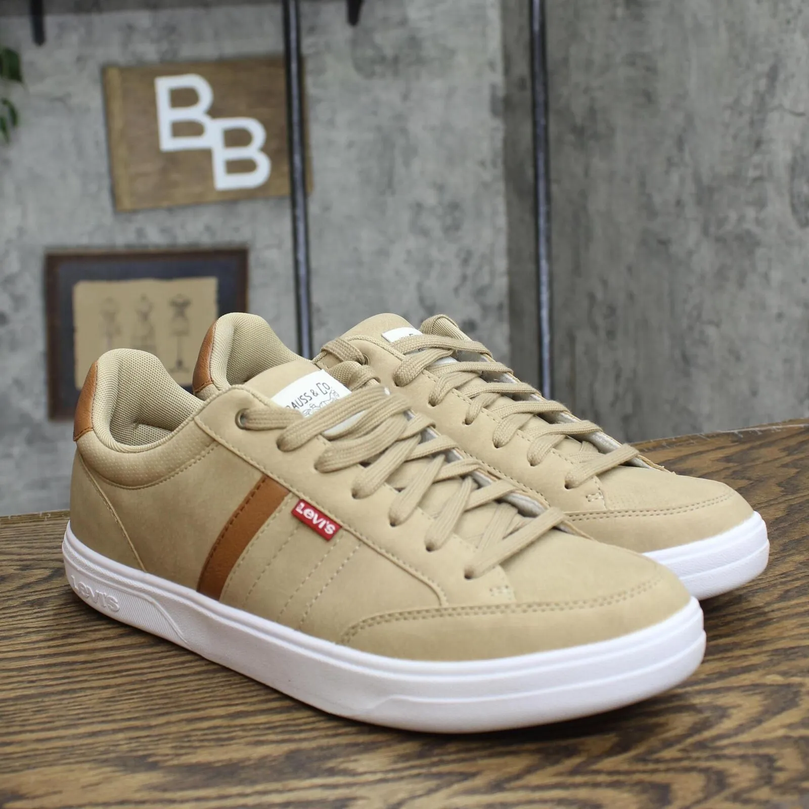 Levi's Mens Gavin Synthetic Leather Casual Lace Up Sneaker Light Tan Brown 10