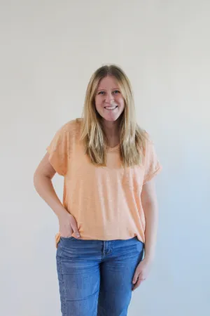 LEXI LIGHT PEACH KNIT VNECK TOP