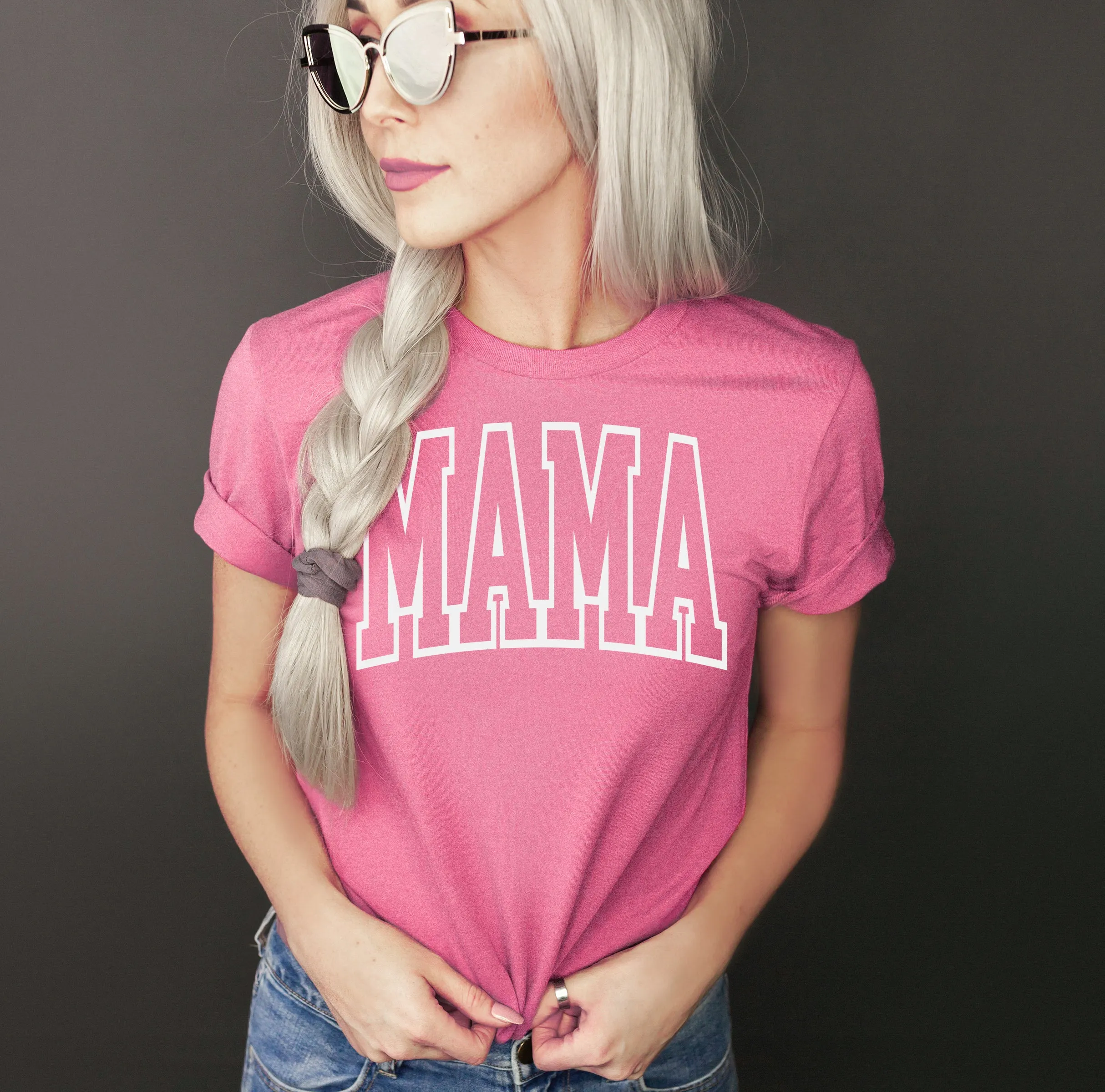 Mama Big Outline - Bella   Canvas Unisex Adult Tee | White ink