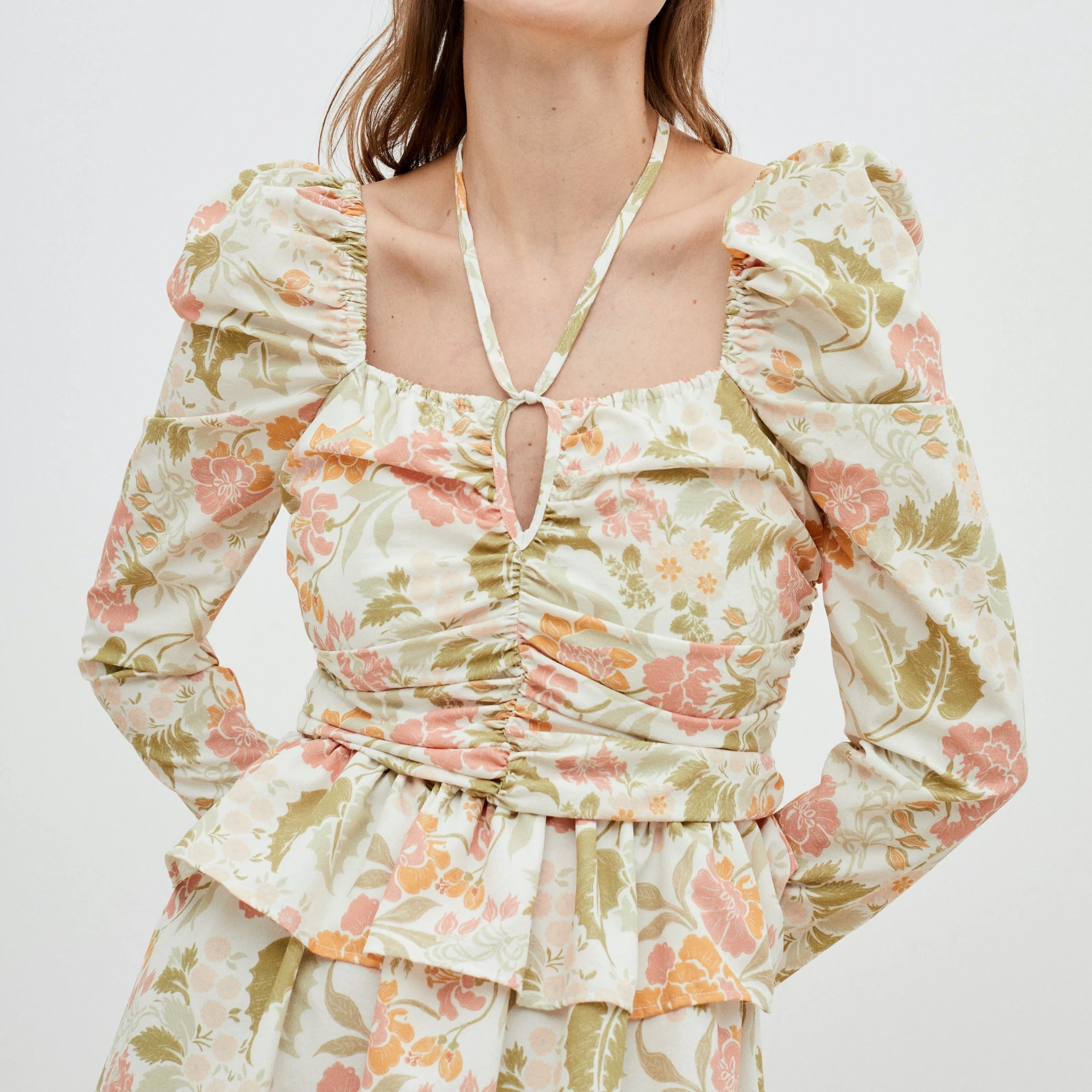 MAMA Rafaella Ruched Floral Blouse