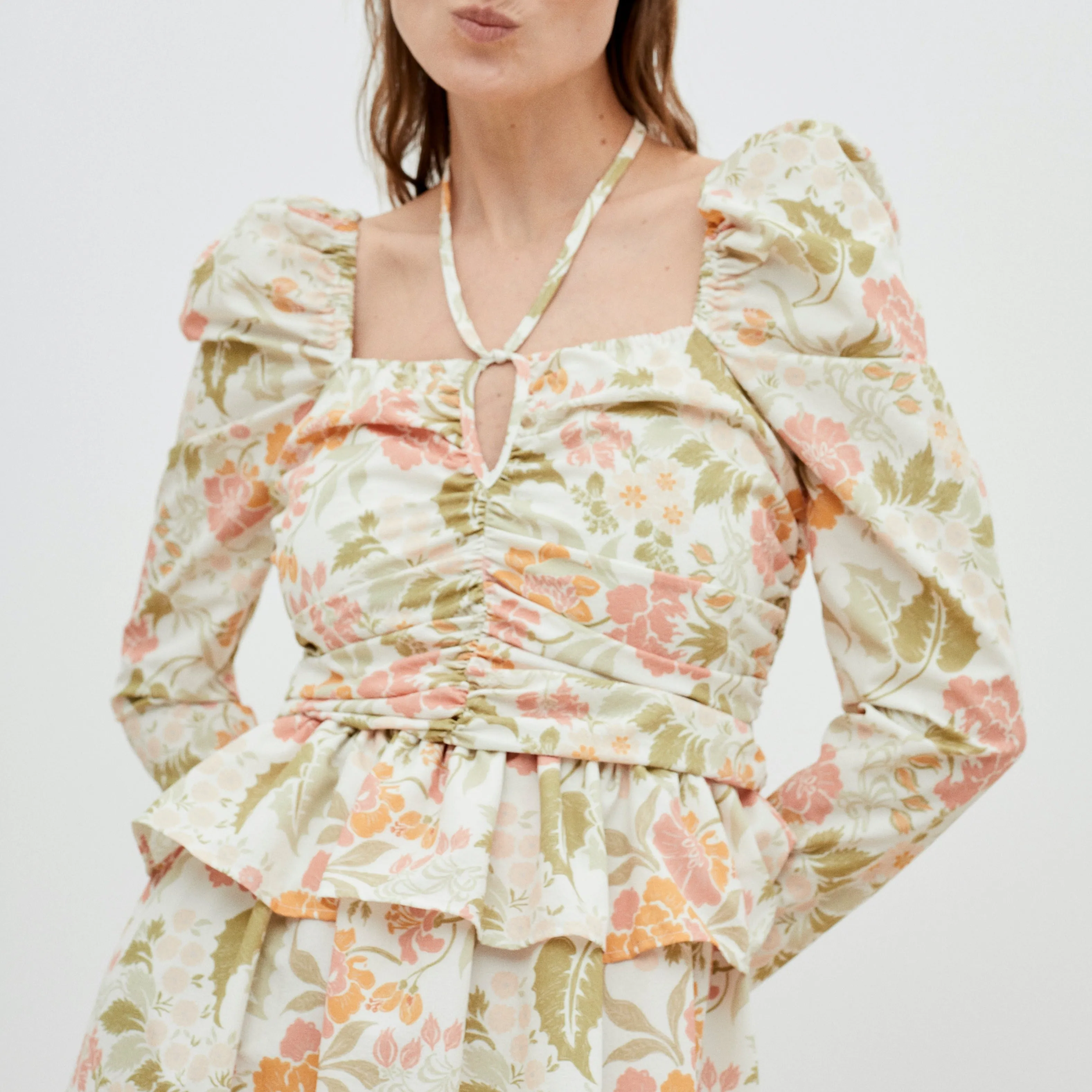 MAMA Rafaella Ruched Floral Blouse