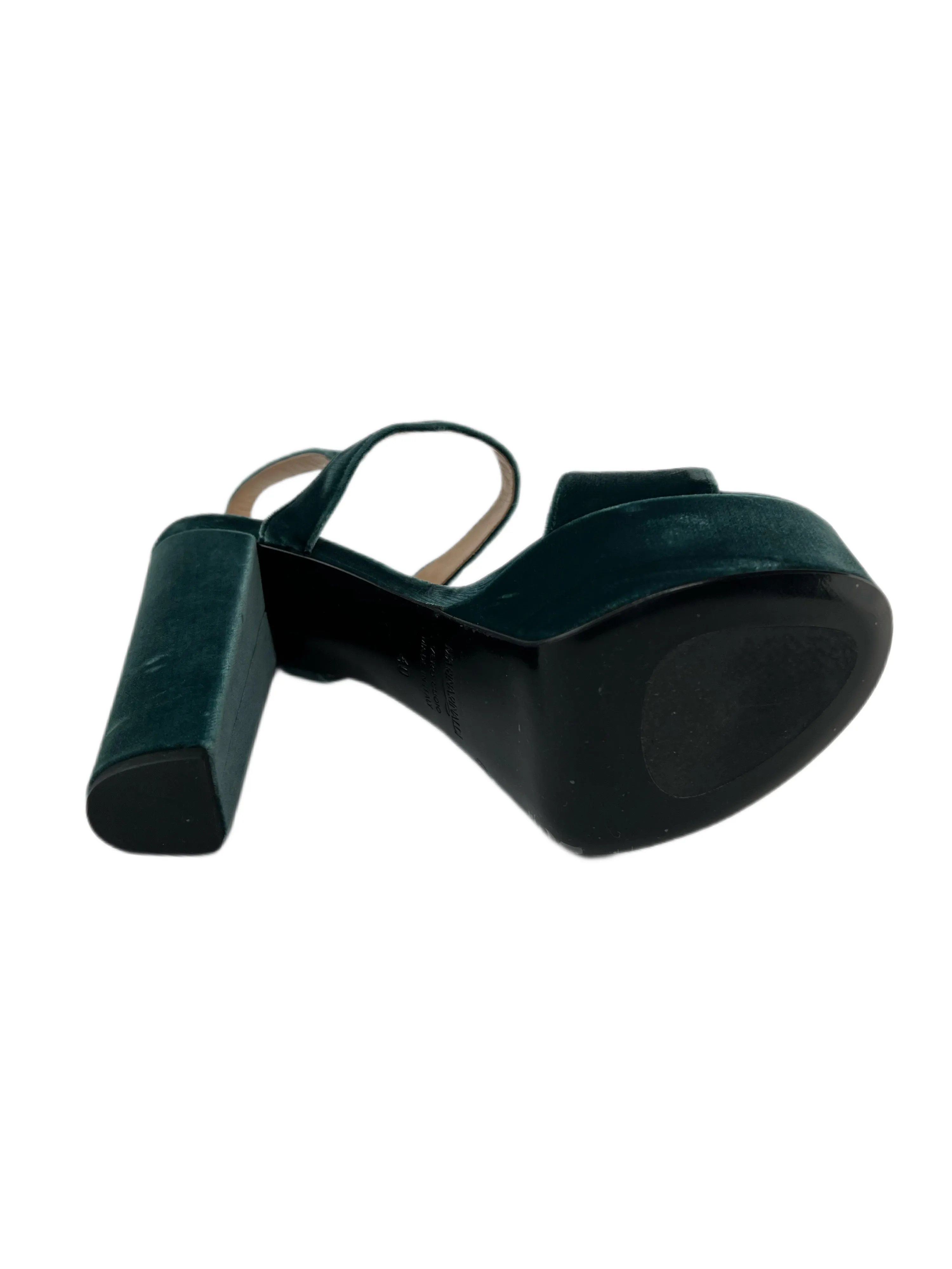 Marina Rinaldi Women's Dark Green Liliana Velour Platform Sandals Size 10