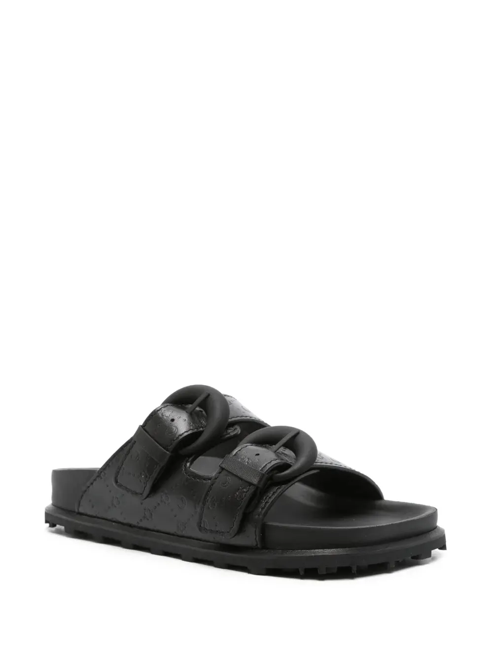 Marine Serre monogram-embossed leather slides