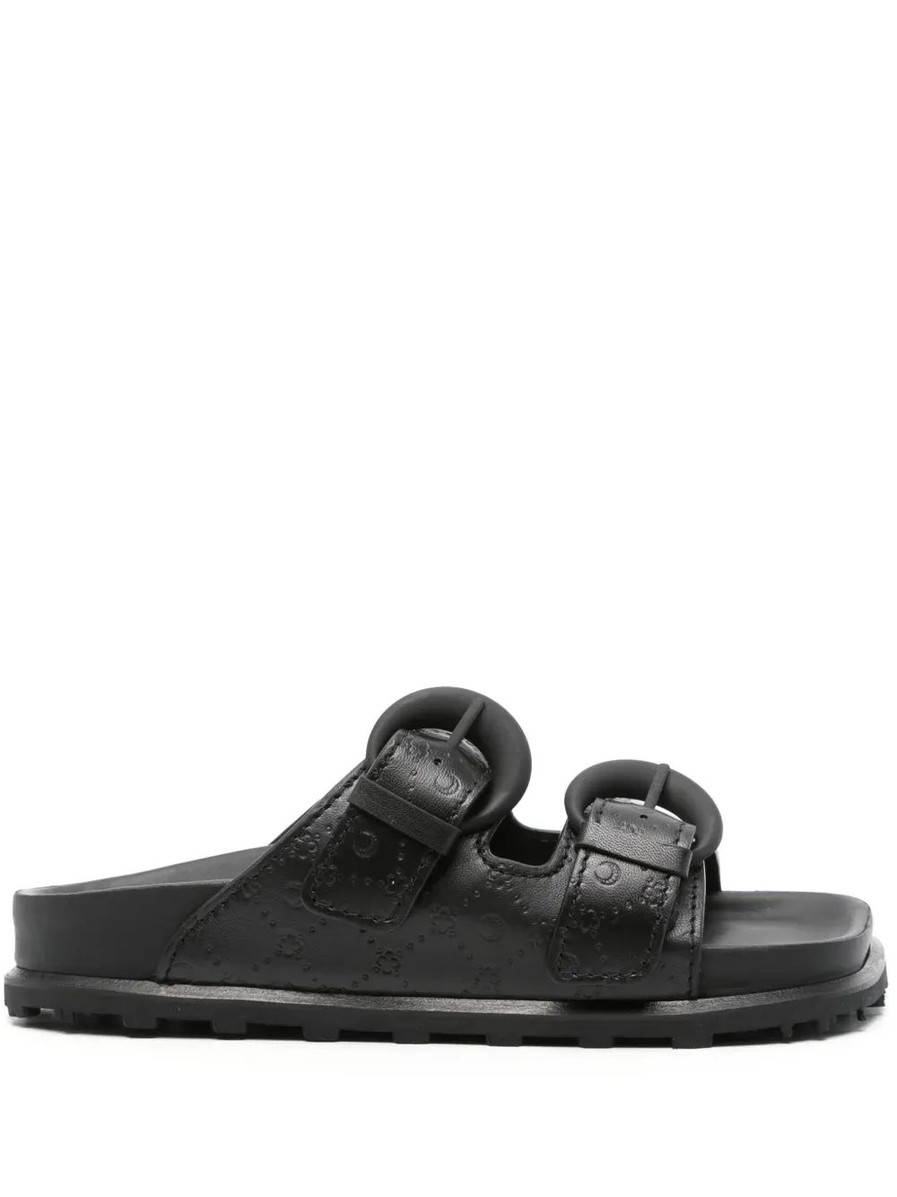 Marine Serre monogram-embossed leather slides