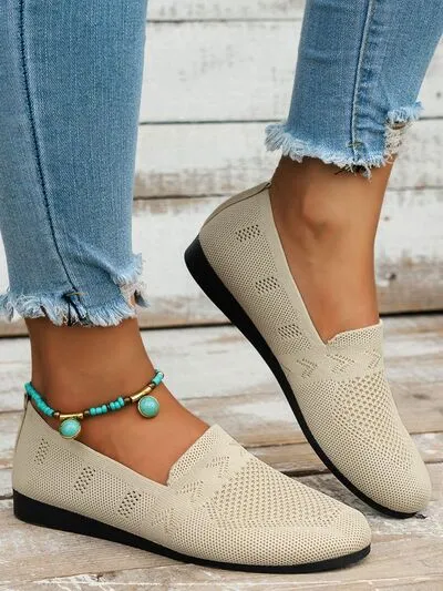 Mesh slip-ons met ronde neus