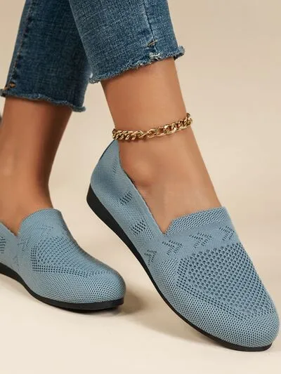 Mesh slip-ons met ronde neus