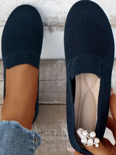 Mesh slip-ons met ronde neus