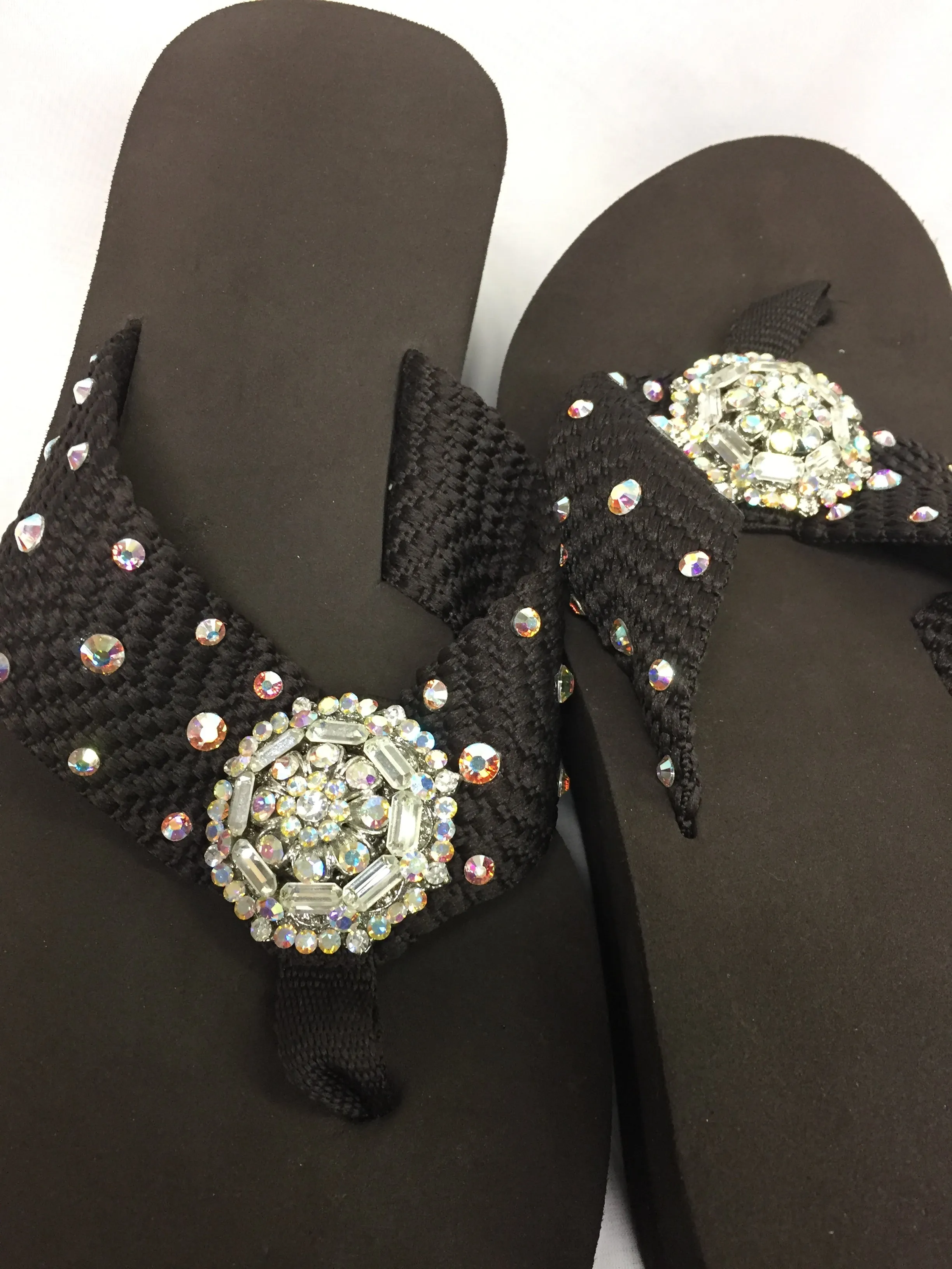 Miss Deed Baguette Brown Wedge  Flip Flops