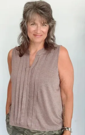 Mocha V Neck Short Sleeve Top