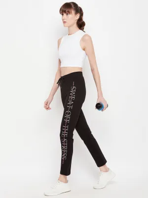 mSECRET Typography Black Sweat Pants
