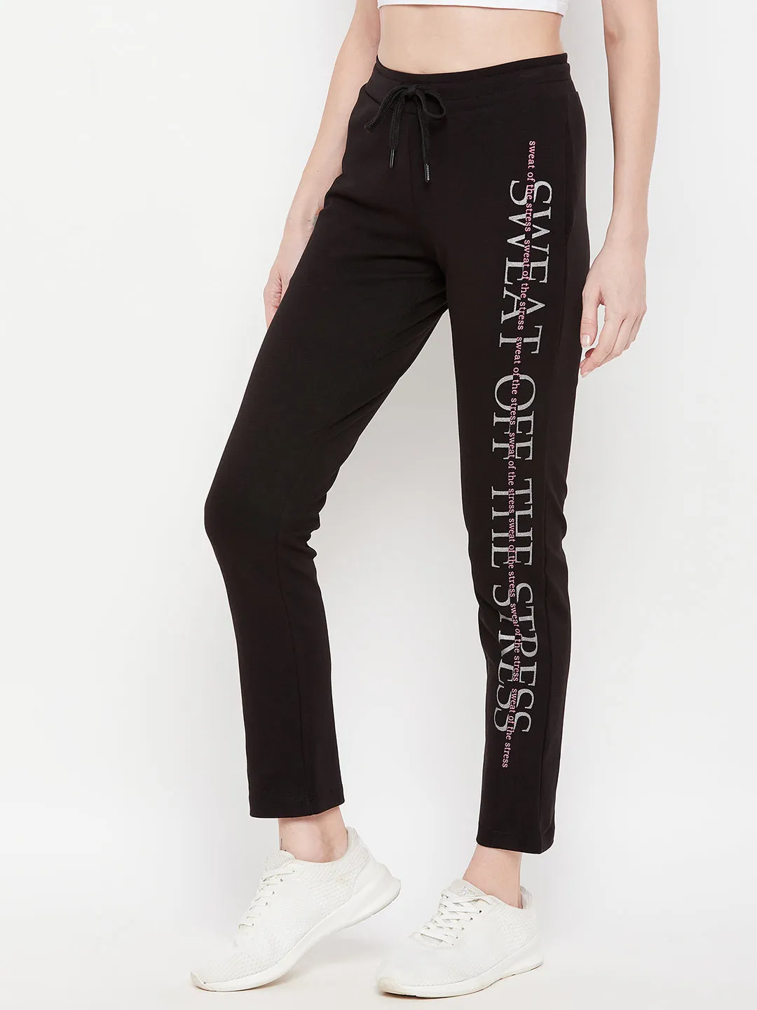 mSECRET Typography Black Sweat Pants