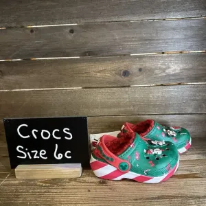 New $65 Little Kids Crocs Disney Mickey Mouse Holiday Lined Sandals Shoes Size 6