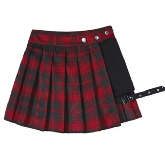 New Arrival Women Pleated Skir Hot sale Short Punk Girl's Skirt Short Gothic Harajuku Summer Gray Plaid Skirts Shorts