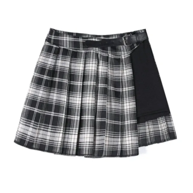 New Arrival Women Pleated Skir Hot sale Short Punk Girl's Skirt Short Gothic Harajuku Summer Gray Plaid Skirts Shorts