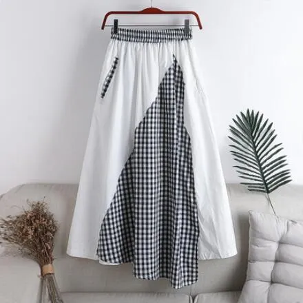 New autumn Plaid Women Skirt 2020 High Waist Pocket design irregular stitching grid Student Pleated Skirts Women Cute Skir