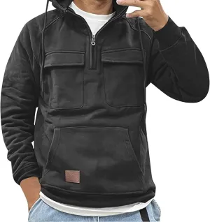NEW Lynkiss Men's replica Carhartt Tactical Sweatshirt Quarter Zip Cargo Pullover Hoodie, Grey Sz S, would fit up to Medium!